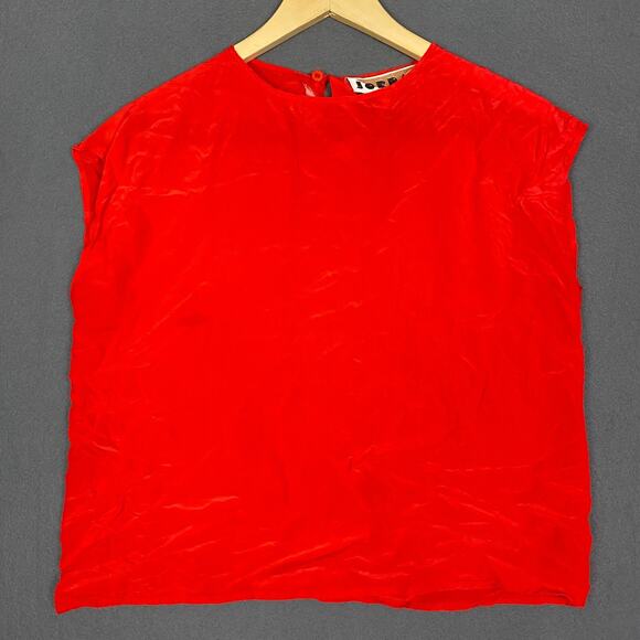 Jordan Tops - Jordan Top Womens 12 Red 100% Silk Sleeveless Blouse Coastal Core Vintage Preppy